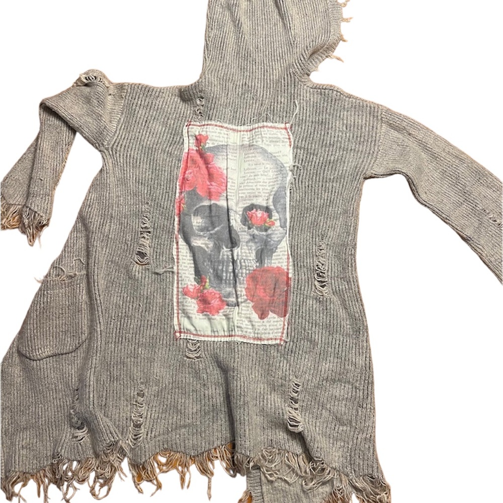 NU vintage skull patch distressed cardigan